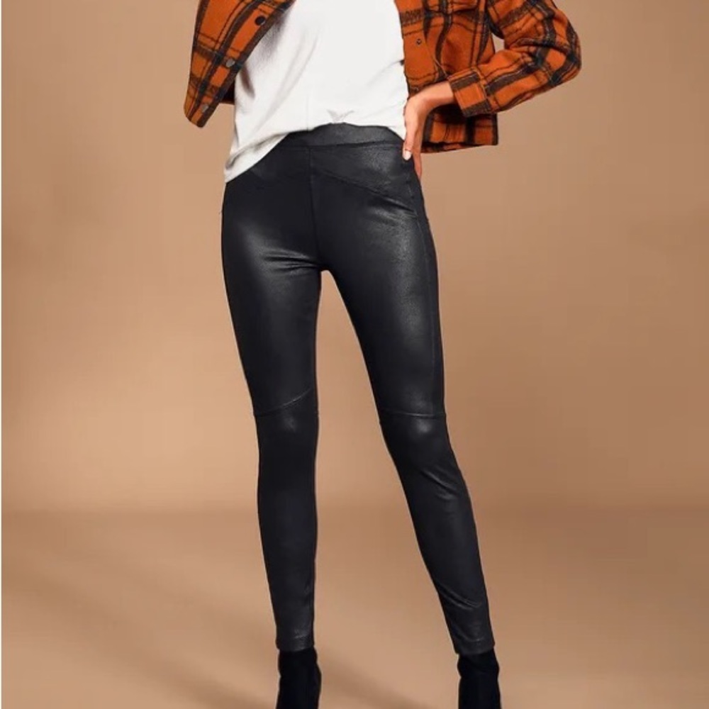 Free People Midnight Black Vegan Suede Leggings Medium